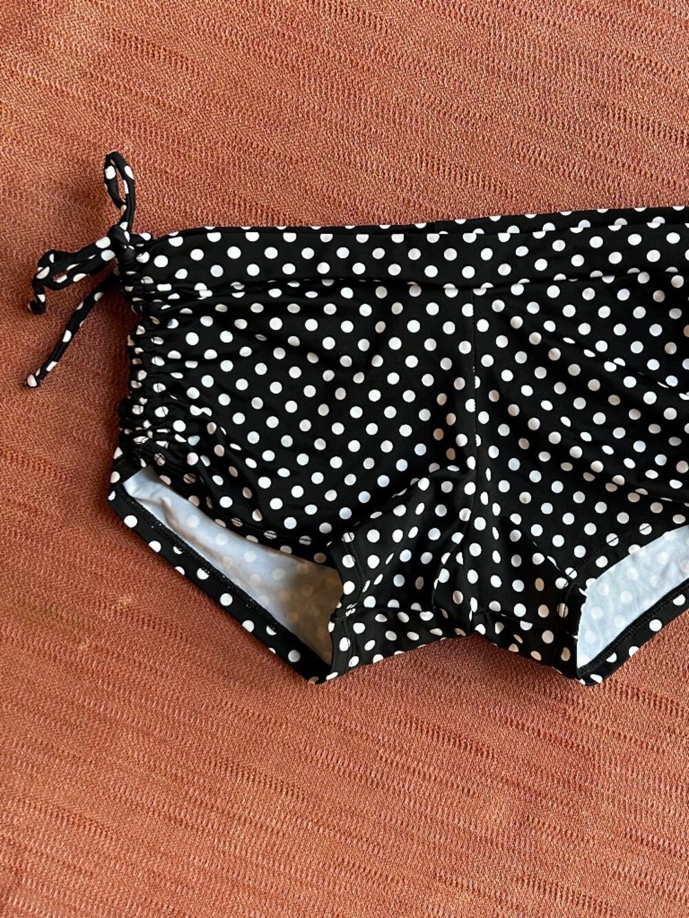 Onzie Black White Polka Dot Swim Yoga Bottom One Size Sidetie Retro Beach Summer